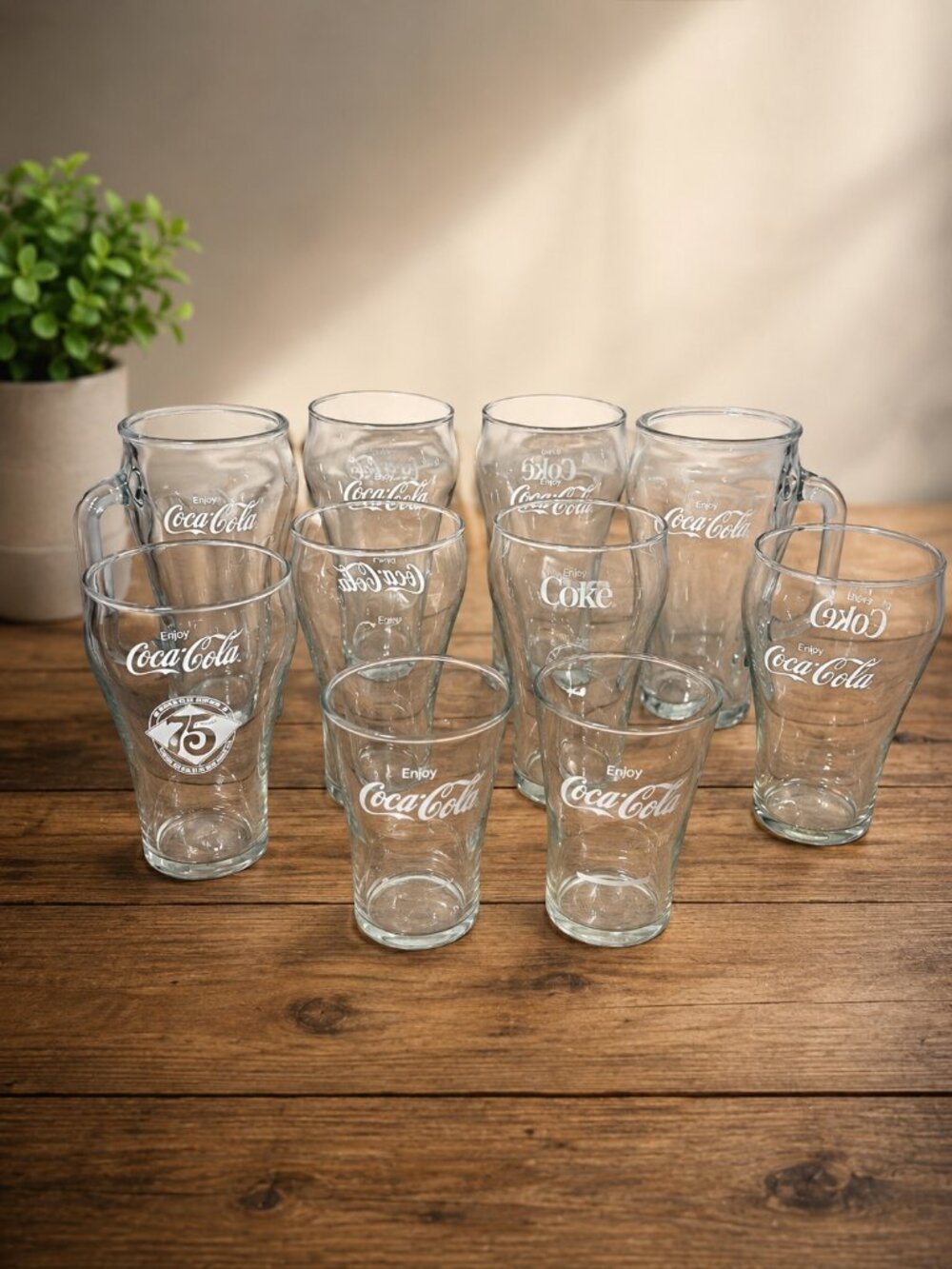 Vintage Coca-Cola Glass Bundle Lot of 10 | Matching Coke Tumblers & Mugs Collect